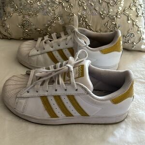 Adidas, Tennis Shoes, white and gold , #1